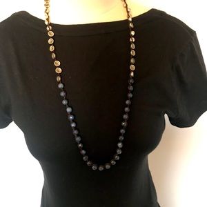 Blue and silver beaded necklace